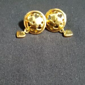 Gold Plated Heart Drop Earrings